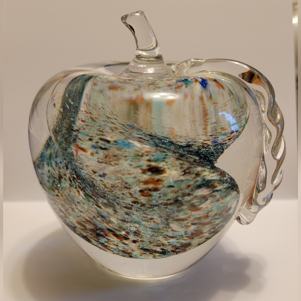 Handmade Blown Glass Art Paperweight Signed 1992